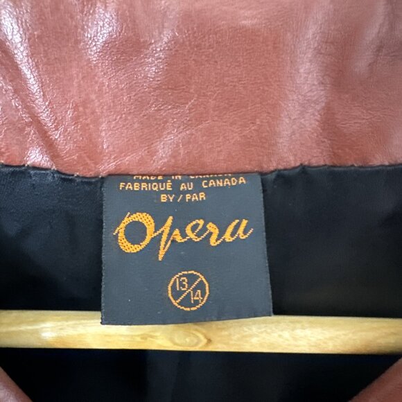 Vintage Opera 70s Woman 13/14 (S) Brown Leather Jacket Belted - Picture 3 of 8
